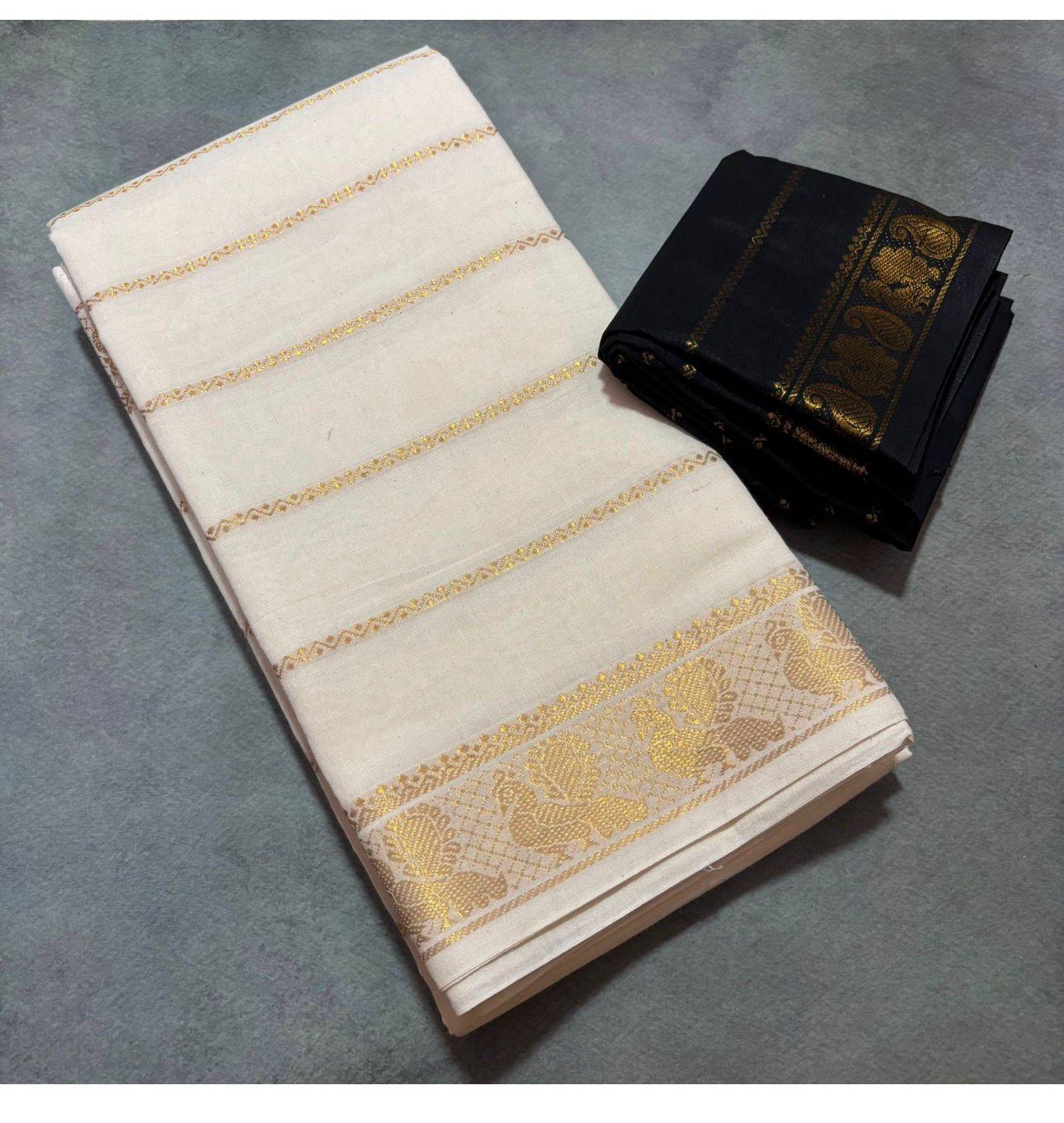 Kerala-inspired Sungudi Cotton Striped Saree